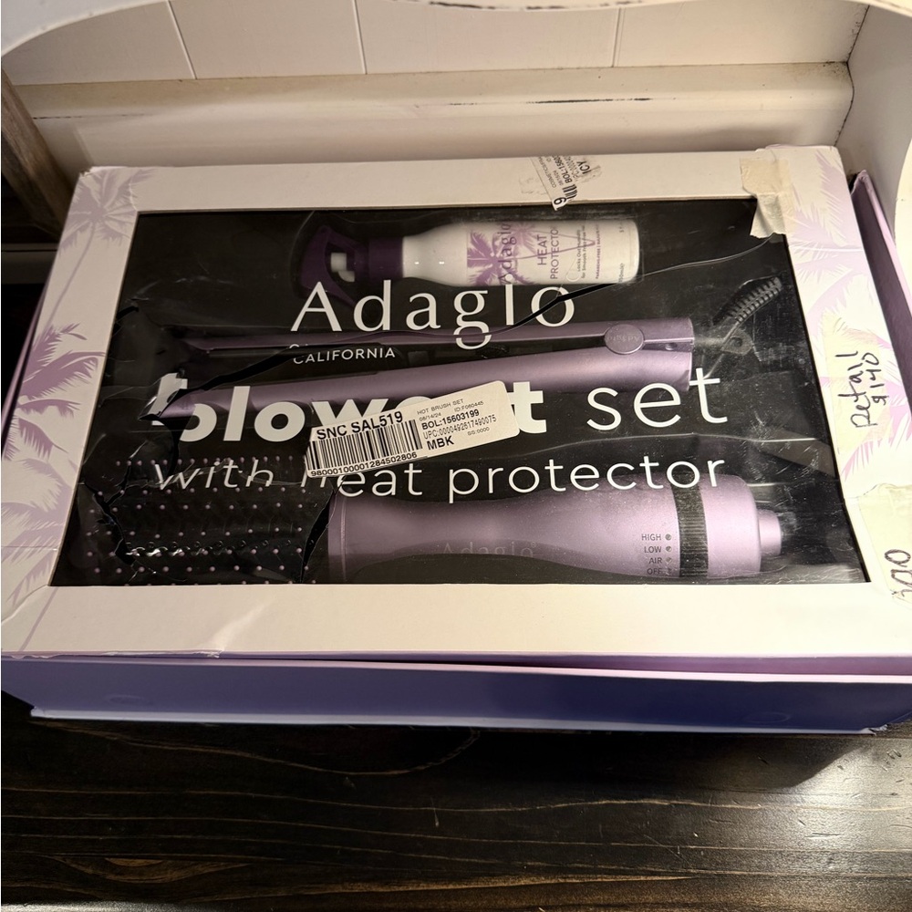 Adagio Blowout Set with Heat Protector - Purple